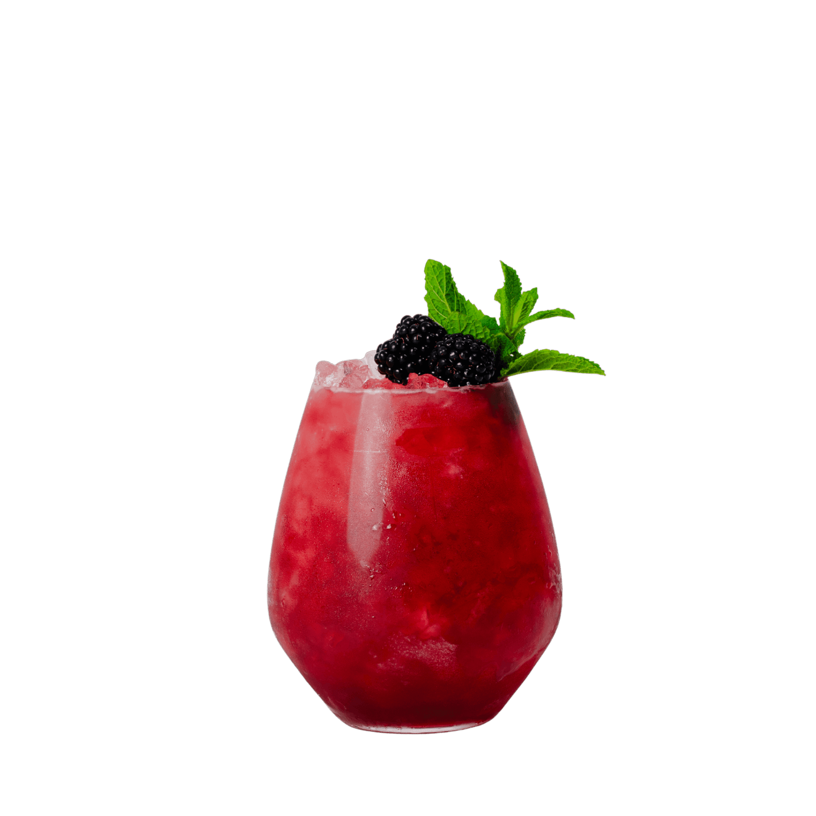 Brambler mit Herbalist Rot, Brombeer-Shrub, Minze und Tonic auf Crushed Ice